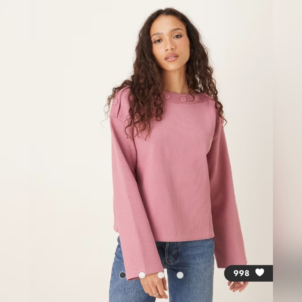 ASOS Pink Button-Detail Top - Picture 1 of 3